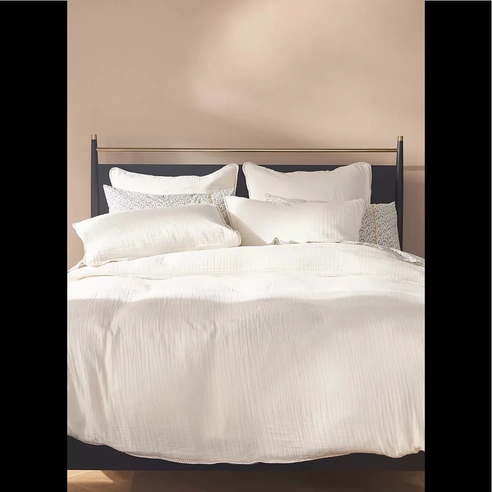New Anthropologie Amber Lewis Gretchen Gauze Duvet Cover Ivory King